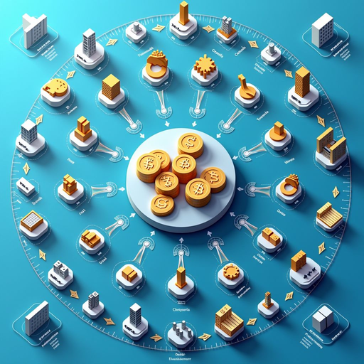 Comprehensive ecosystem diagram showing how various smart contract applications across finance, supply chain, identity, and other sectors interconnect through shared blockchain infrastructure with data flows and interaction points